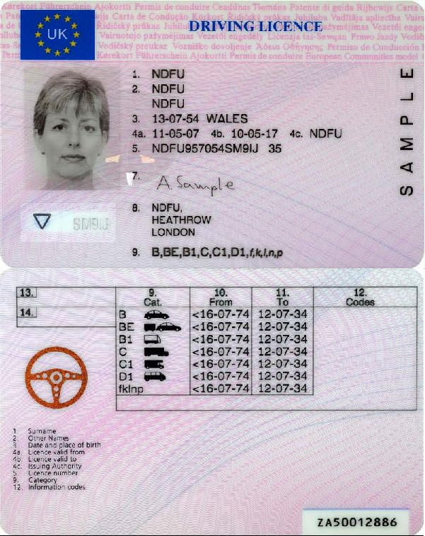 UK Full Driving Licence Photocard